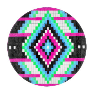 Planche À Découper Tribal Original Pink Round Glass Cutboard