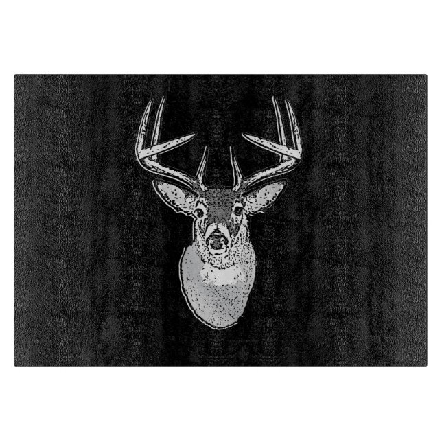 Planche À Découper Trophée Buck sur Cerf à queue blanche noire (Devant)