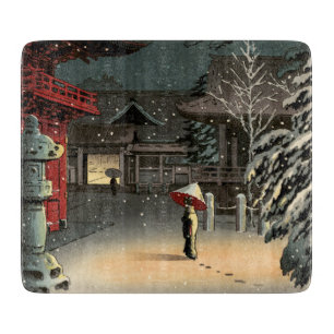 Planche À Découper Tsuchiya Koitsu - Neige au temple de Nezu