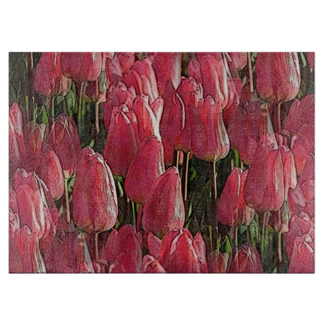Planche À Découper Tulipes roses florales (Devant)