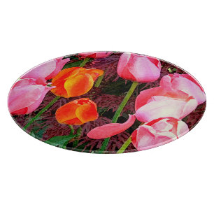 PLANCHE À DÉCOUPER "TULIPS" CARTE DE COUPE DE VERRE ROND (PHOTOG)