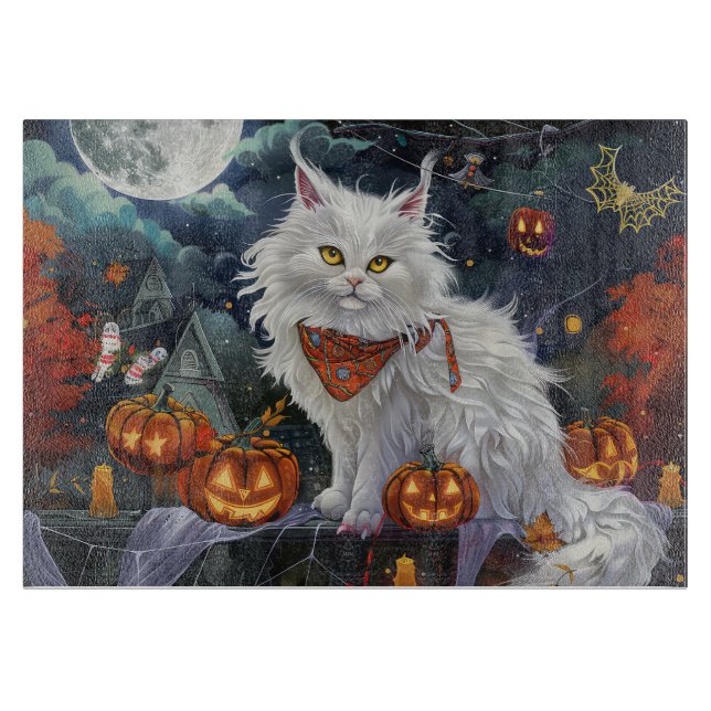 Planche À Découper Turc Angora Chat Halloween Éffrayant (Devant)