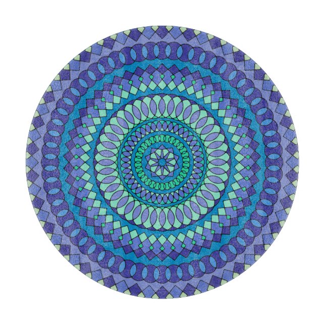 Planche À Découper Turquoise and teal blue mandala  (Devant)