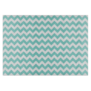 Planche À Découper Turquoise Aqua White Chevron Zig Zag