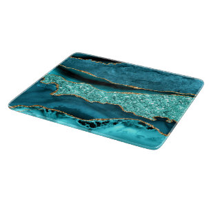 Planche À Découper Turquoise Blue Gold Marble Aqua Turquoise Cutboard