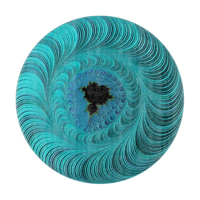 Planche À Découper Turquoise Mandelbrot Whirlpool Fractal Abstrait (Devant)
