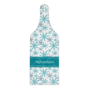 Planche À Découper Turquoise Navy Snowflake Motif Personnalisé