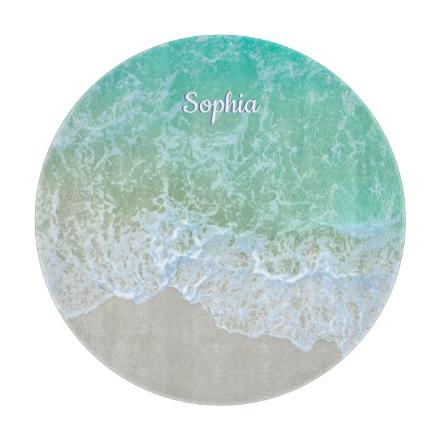 Planche À Découper Turquoise Ocean Wave, Personalize Nom ou Monogram (Devant)