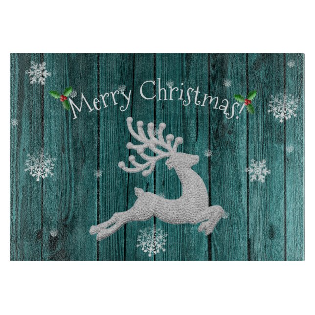 Planche À Découper Turquoise Rustique Reindeer Coupe Board (Devant)