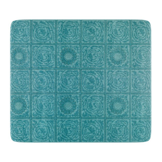 Planche À Découper Turquoise Tile Motif (par William Morris) (Devant)