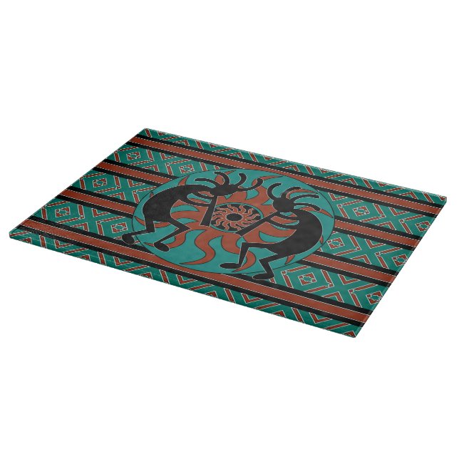 Planche À Découper Turquoise Tribal Sun Kokopelli Design Sud-Ouest (Coin)