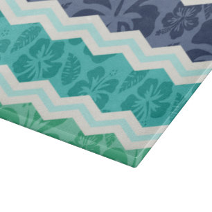 Planche À Découper Turquoise vert, Aqua et Blue Tropical Chevron