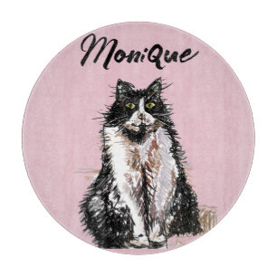 Planche À Découper Tuxedo Chat Cute Chats Noir Blanc Pastel Rose
