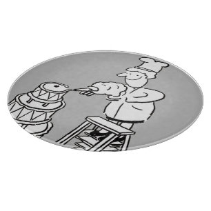 Planche À Découper Un Créateur De Gâteaux Décorant Un Géant De Taille