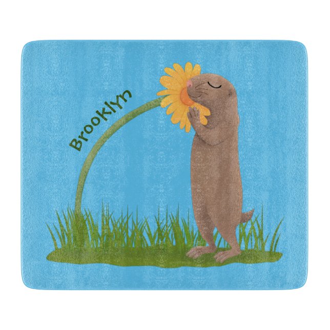 Planche À Découper Un mignon chien de prairie reniflant la caricature (Devant)