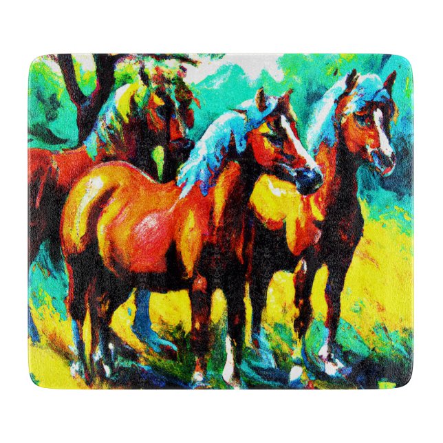 Planche À Découper Une pièce d'art Cheval brillante et joyeuse. Comma (Devant)