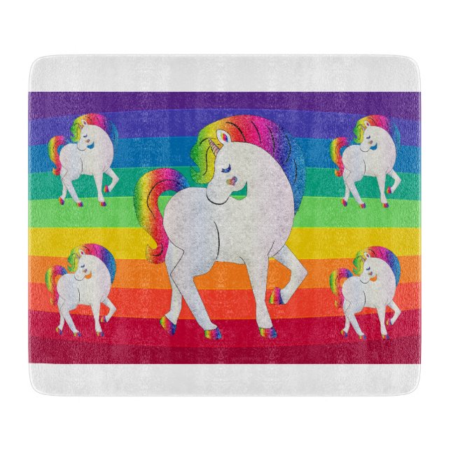 Planche À Découper Unicornes arc-en-ciel (Devant)
