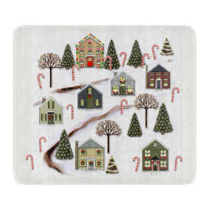 Planche À Découper Unique Art Village de Noël