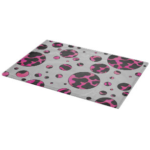 Planche À Découper Vache à pois Imprimé rose vif et noir