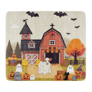 Planche À Découper Vache mignonne d'Halloween et ferme