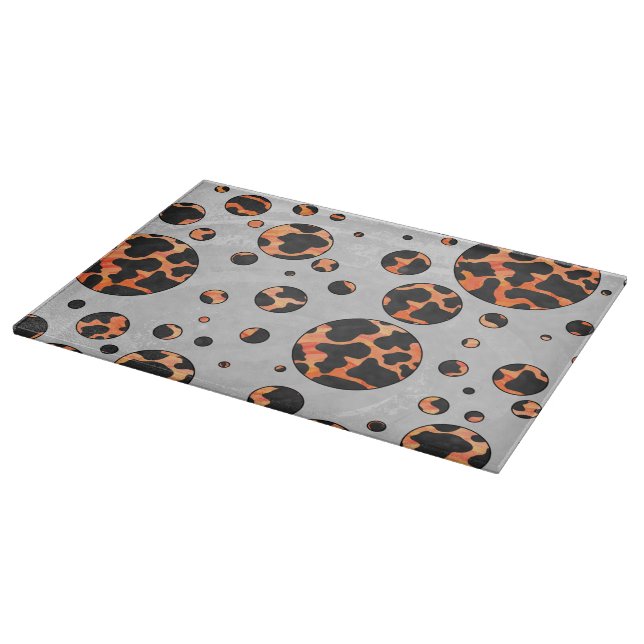 Planche À Découper Vache noir et orange imprimé pois pointillés (Coin)