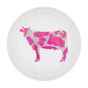 Planche À Découper Vache rose chaud et blanc Silhouette