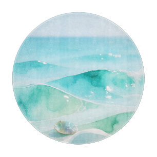 Planche À Découper Vague de mer turquoise Coquillage
