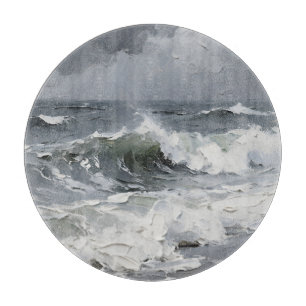 Planche À Découper Vagues océaniques Paysage marin orageux Texturé