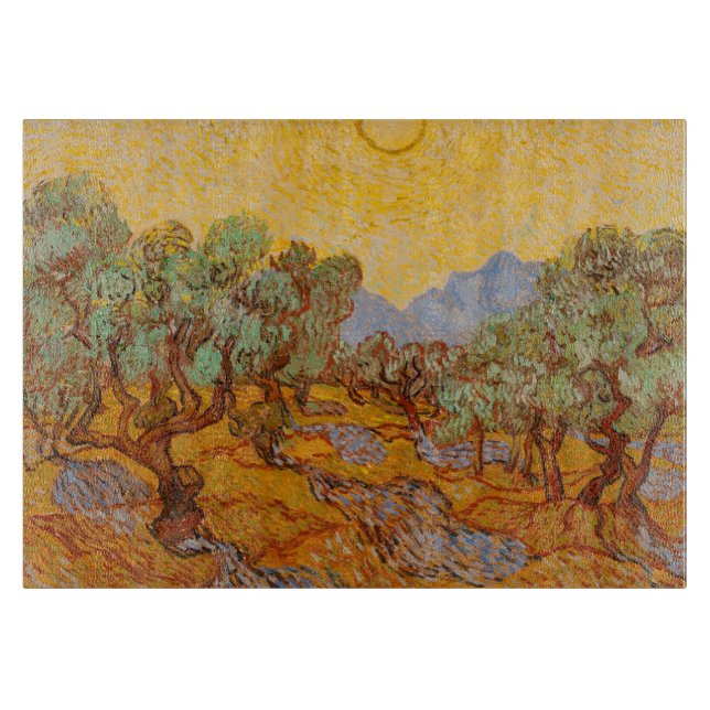 Planche À Découper Van Gogh Olive Trees Soleil Jaune Ciel (Devant)