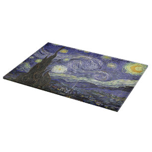 Planche À Découper Van Gogh Starry Nuit Tempéré Planche de coupe en v