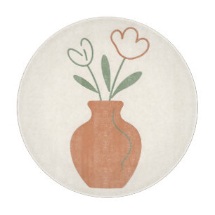 Planche À Découper Vase à Tulipes Minimaliste Ligne Artistique