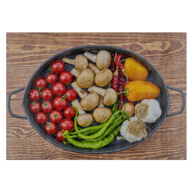 Planche À Découper Vegetable Casserole Dish Graphic with Wood Effect (Devant)