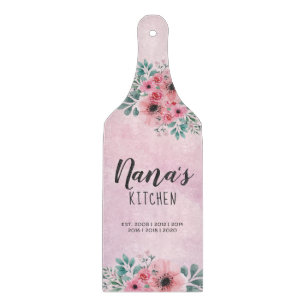Planche À Découper Verre d'aquarelle rose de la cuisine de Nana