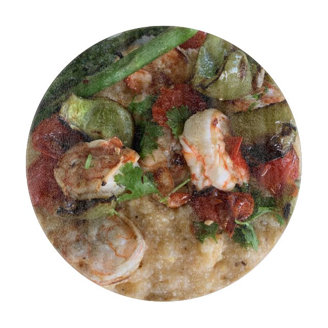 Planche À Découper Verre de crevettes et de grains (Devant)