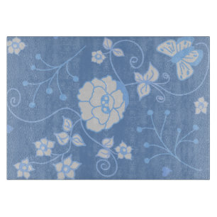 Planche À Découper Verre décoratif Blue Garden