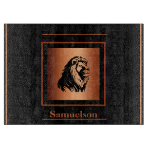 Planche À Découper Verre personnalisé orné de cuivre Lion