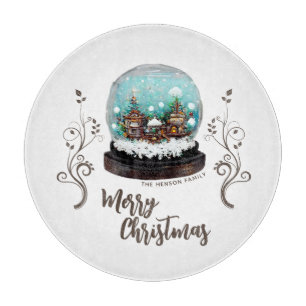 Planche À Découper Verre Snowball Village d'hiver Foliing Noël