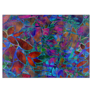 Planche À Découper Verre souillé d'abrégé sur floral planche à