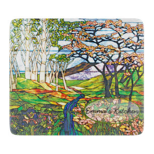 Planche À Découper Verre souillé vintage de Tiffany de jardin de