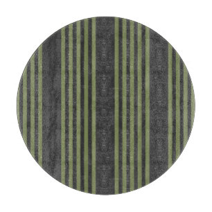 Planche À Découper Vert olive et charbon de bois cinq bandes motif