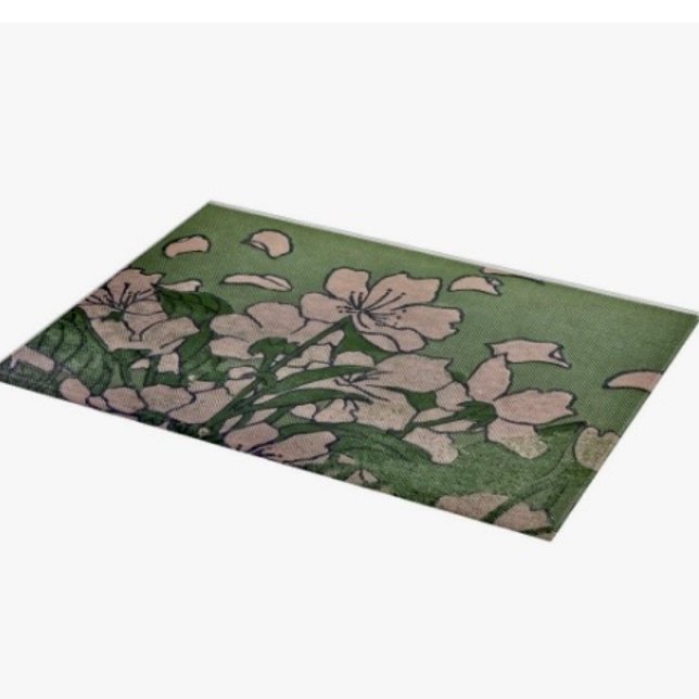 Planche à découper verte Fleur Rose (Glass Cutting Board – 5 different sizes. 100% food safe.  tempered glass Non-skid rubber feet. 
)
