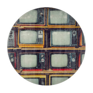 Planche À Découper Vieux écran noir de télévision rétro