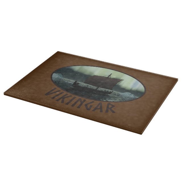 Planche À Découper Viking Navire Et Lumières Du Nord (Coin)
