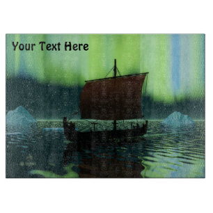 Planche À Découper Viking Navire Et Lumières Du Nord