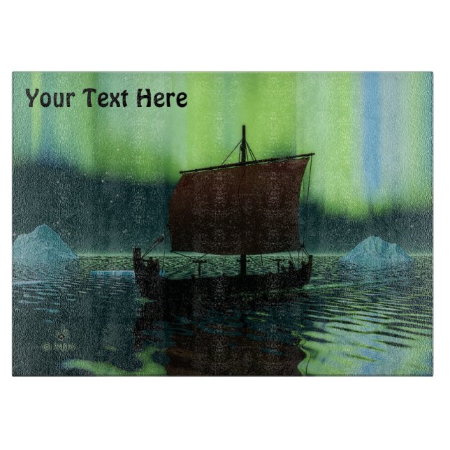 Planche À Découper Viking Navire Et Lumières Du Nord (Devant)