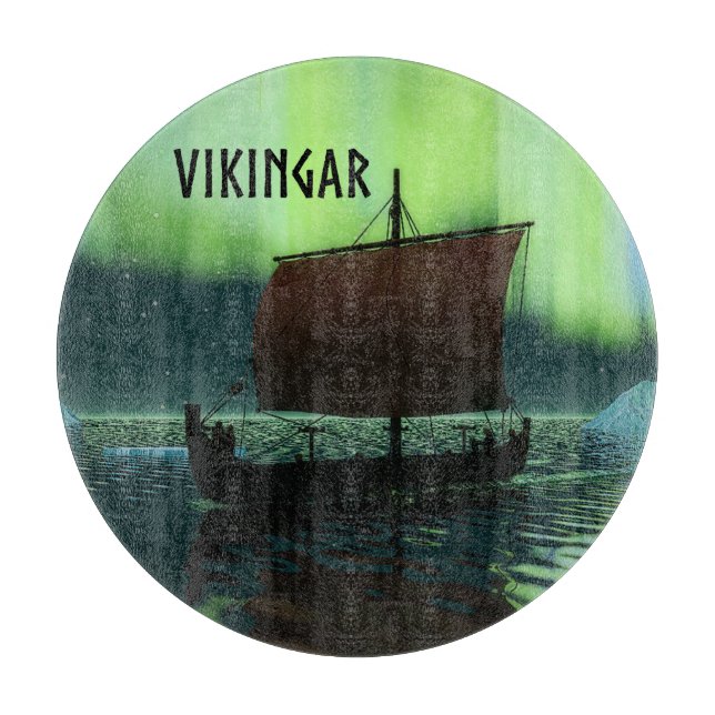 Planche À Découper Viking Navire Et Lumières Du Nord (Devant)