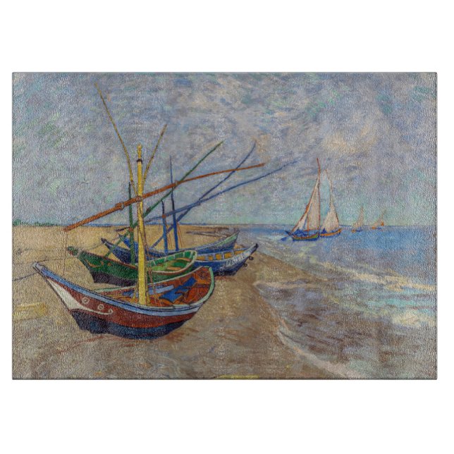 Planche À Découper Vincent van Gogh - Bateaux de pêche sur la plage (Devant)