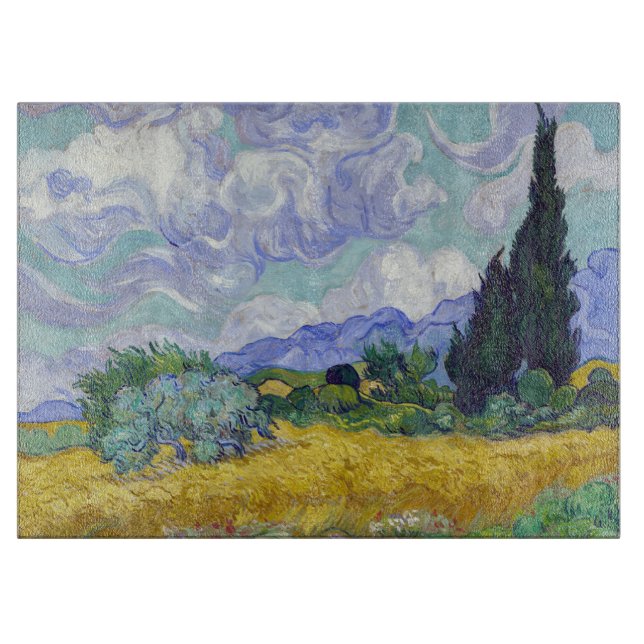 Planche À Découper Vincent Van Gogh - Champ de blé avec cyprès (Devant)