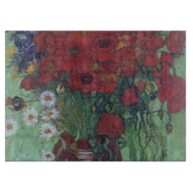 Planche À Découper Vincent Van Gogh - Pépites rouges et marguerites (Devant)