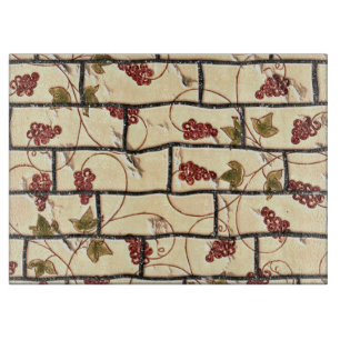 Planche À Découper Vins de raisin sur carreaux de briques
